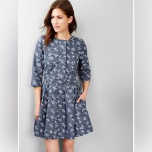 Super cute blue print gap pinup dress - Picture 2 of 13